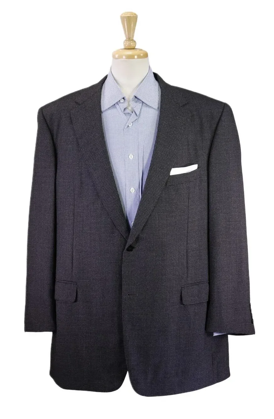 Samuelsohn Gray Black Knit Woven Italian Wool 2-Btn Sportcoat Blazer 48L